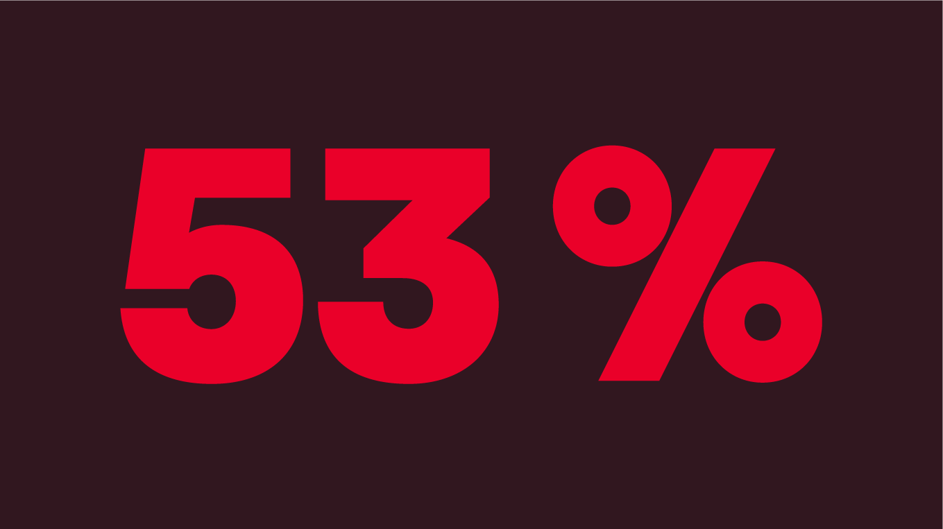 Graphic with the number 53 percent shows how many companies consider cyber security to be their biggest problem.